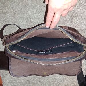 Filson Dark Brown Leather Messenger Bag